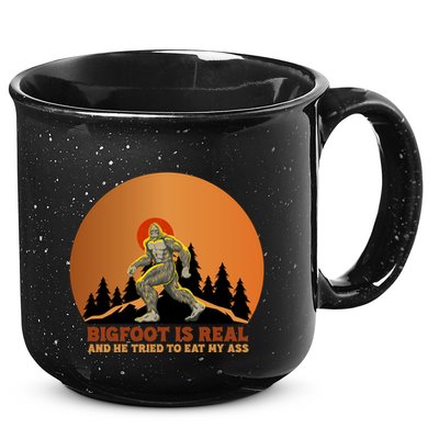 Bigfoot Is Real And He Tried To Eat My Ass Funny Sasquatch 15oz Campfire Ceramic Mug