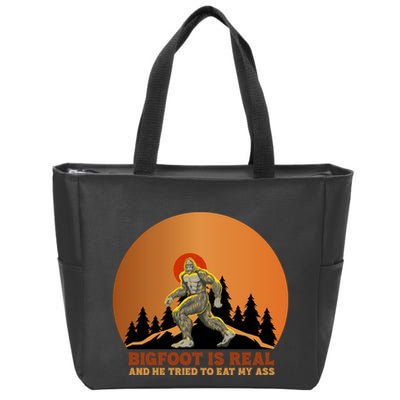 Bigfoot Is Real And He Tried To Eat My Ass Funny Sasquatch Zip Tote Bag