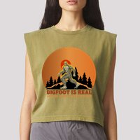 Bigfoot Is Real And He Tried To Eat My Ass Funny Sasquatch Garment-Dyed Women's Muscle Tee
