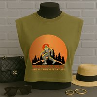 Bigfoot Is Real And He Tried To Eat My Ass Funny Sasquatch Garment-Dyed Women's Muscle Tee