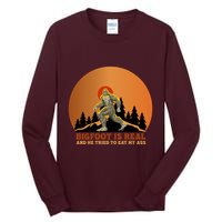Bigfoot Is Real And He Tried To Eat My Ass Funny Sasquatch Tall Long Sleeve T-Shirt