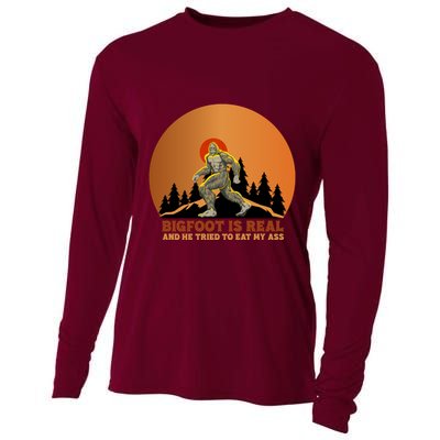 Bigfoot Is Real And He Tried To Eat My Ass Funny Sasquatch Cooling Performance Long Sleeve Crew