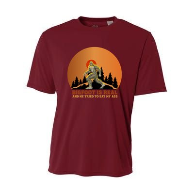 Bigfoot Is Real And He Tried To Eat My Ass Funny Sasquatch Youth Performance Sprint T-Shirt