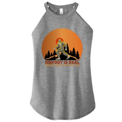 Bigfoot Is Real And He Tried To Eat My Ass Funny Sasquatch Women’s Perfect Tri Rocker Tank