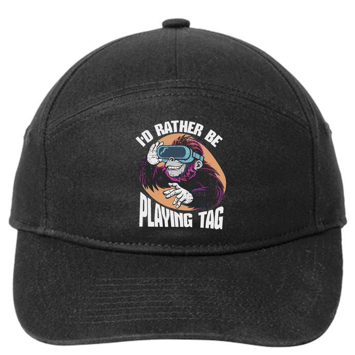 Bruh ID Rather Be Playing Tag Monkey Video Game Gorilla 7-Panel Snapback Hat