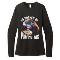 Bruh ID Rather Be Playing Tag Monkey Video Game Gorilla Womens CVC Long Sleeve Shirt