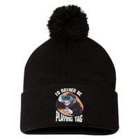 Bruh ID Rather Be Playing Tag Monkey Video Game Gorilla Pom Pom 12in Knit Beanie