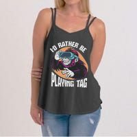 Bruh ID Rather Be Playing Tag Monkey Video Game Gorilla Women's Strappy Tank