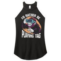 Bruh ID Rather Be Playing Tag Monkey Video Game Gorilla Women's Perfect Tri Rocker Tank