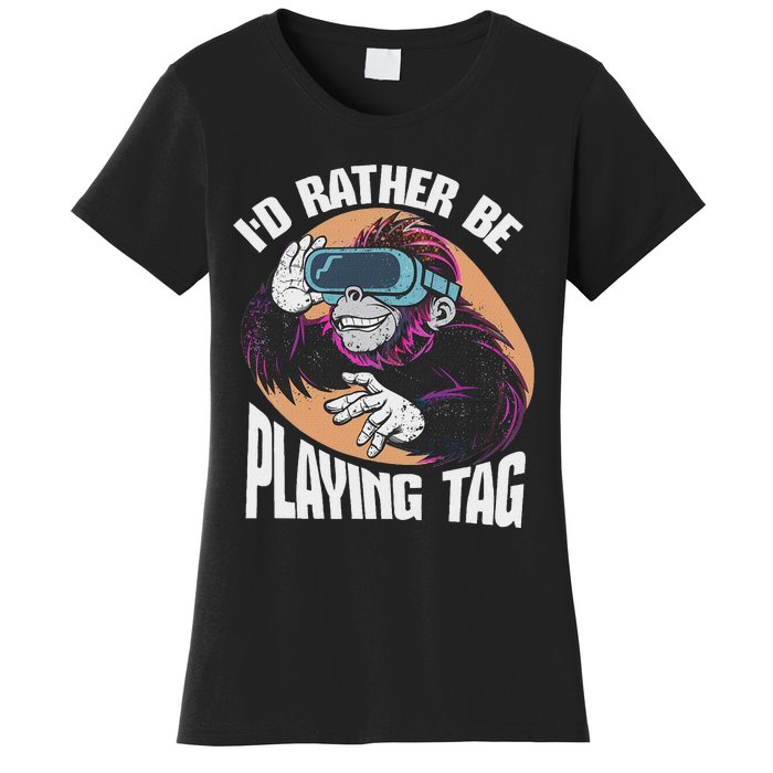 Bruh ID Rather Be Playing Tag Monkey Video Game Gorilla Women's T-Shirt