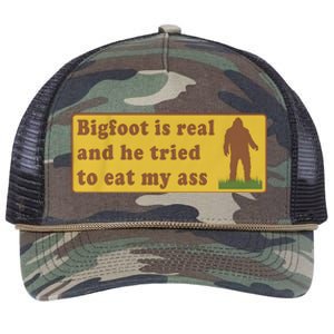 Bigfoot Is Real And He Tried To Eat My Ass Retro Rope Trucker Hat Cap