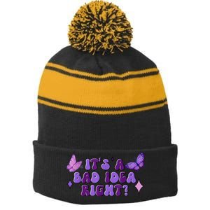 Bad Idea Right Guts 2024 Stripe Pom Pom Beanie