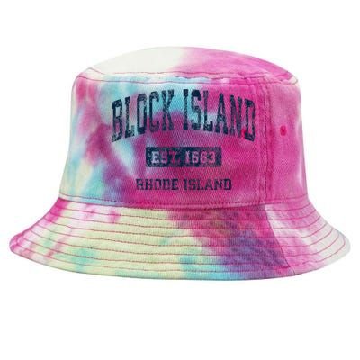 Block Island Rhode Island Ri Vintage Athletic Sports Design Tie-Dyed Bucket Hat