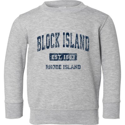 Block Island Rhode Island Ri Vintage Athletic Sports Design Toddler Sweatshirt