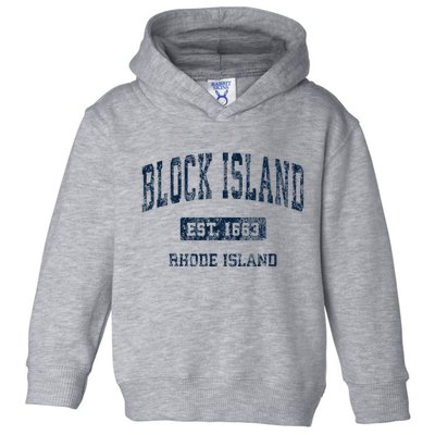 Block Island Rhode Island Ri Vintage Athletic Sports Design Toddler Hoodie