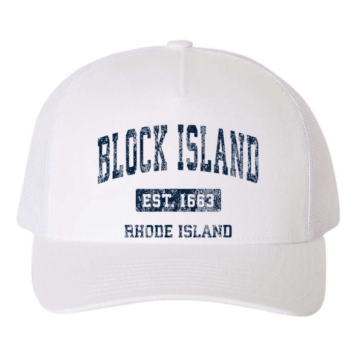 Block Island Rhode Island Ri Vintage Athletic Sports Design Yupoong Adult 5-Panel Trucker Hat