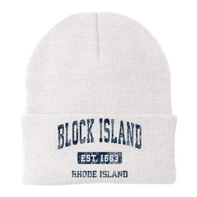 Block Island Rhode Island Ri Vintage Athletic Sports Design Knit Cap Winter Beanie