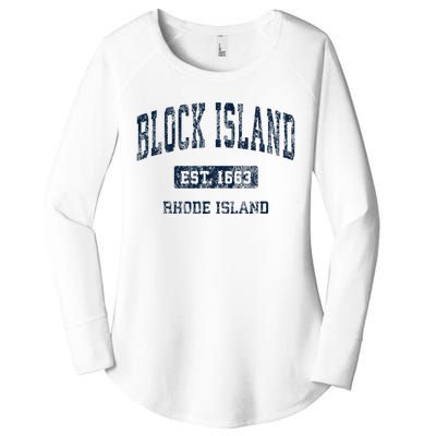 Block Island Rhode Island Ri Vintage Athletic Sports Design Women's Perfect Tri Tunic Long Sleeve Shirt