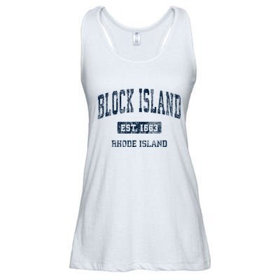 Block Island Rhode Island Ri Vintage Athletic Sports Design Ladies Essential Flowy Tank