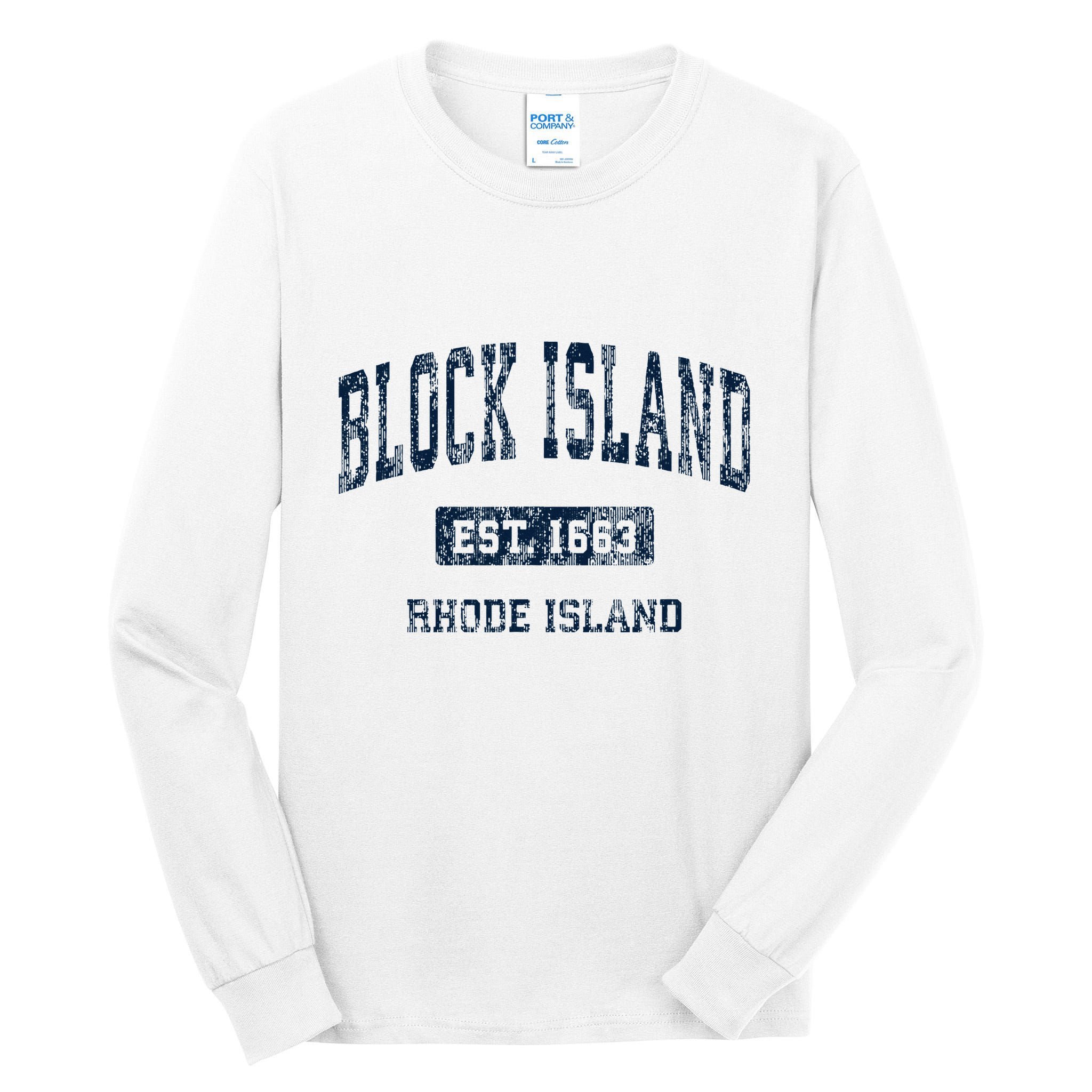 Block Island Rhode Island Ri Vintage Athletic Sports Design Tall Long Sleeve T-Shirt
