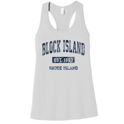 Block Island Rhode Island Ri Vintage Athletic Sports Design Women's Racerback Tank