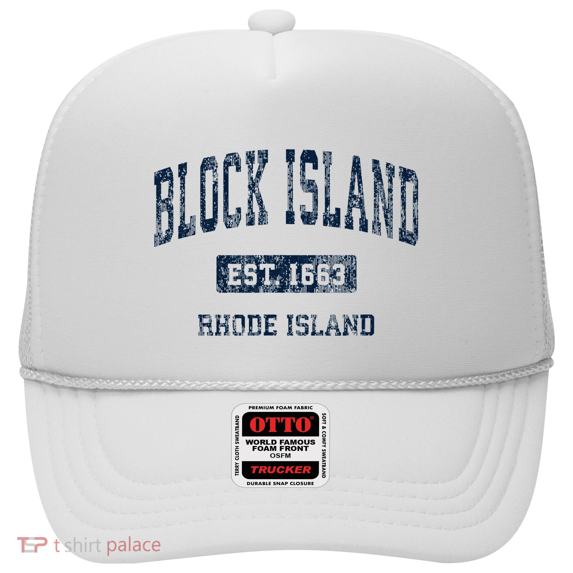 Block Island Rhode Island Ri Vintage Athletic Sports Design Trucker Hat