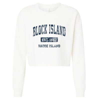 Block Island Rhode Island Ri Vintage Athletic Sports Design Cropped Pullover Crew
