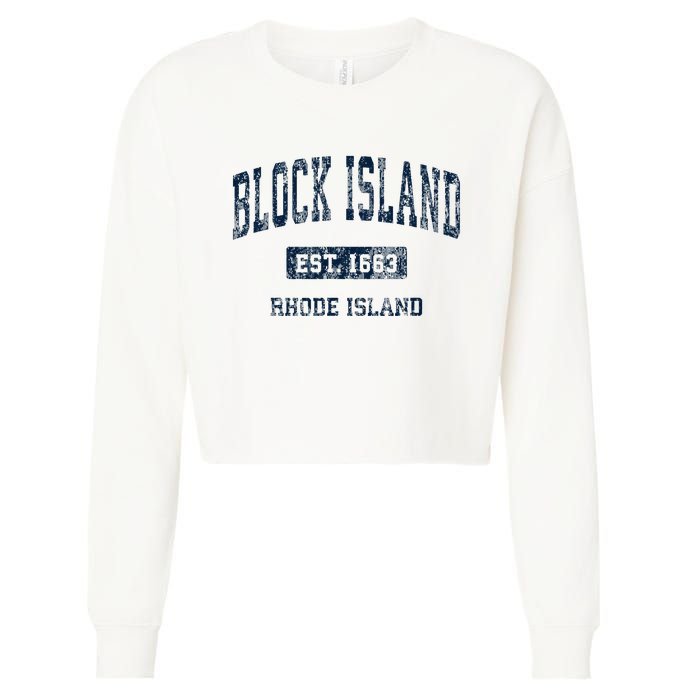 Block Island Rhode Island Ri Vintage Athletic Sports Design Cropped Pullover Crew