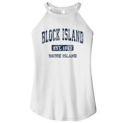 Block Island Rhode Island Ri Vintage Athletic Sports Design Women’s Perfect Tri Rocker Tank