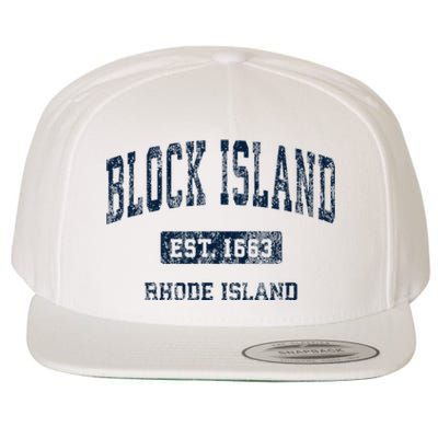 Block Island Rhode Island Ri Vintage Athletic Sports Design Wool Snapback Cap