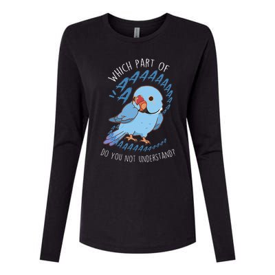 Blue Indian Ringneck Parrot Aaa Funny Cute Pet Bird Mom Dad Womens Cotton Relaxed Long Sleeve T-Shirt