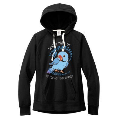 Blue Indian Ringneck Parrot Aaa Funny Cute Pet Bird Mom Dad Women's Fleece Hoodie