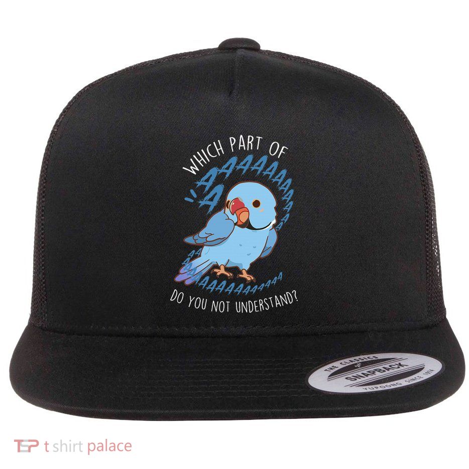 Blue Indian Ringneck Parrot Aaa Funny Cute Pet Bird Mom Dad Flat Bill Trucker Hat