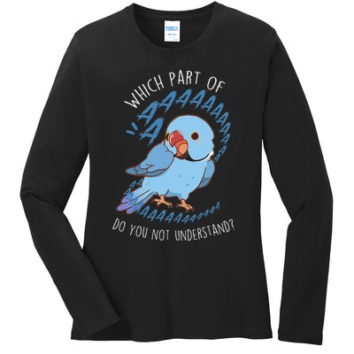 Blue Indian Ringneck Parrot Aaa Funny Cute Pet Bird Mom Dad Ladies Long Sleeve Shirt