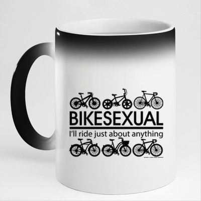 Bikesexual I'll Ride Just About Anything 11oz Black Color Changing Mug