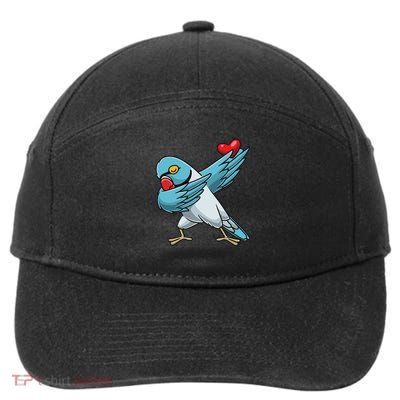 Blue Indian Ringneck Dabbing Parrot Bird With Heart 7-Panel Snapback Hat