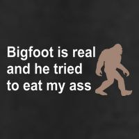 Bigfoot Is Real And He Tried To Eat My Ass Hat 7 Panel Mesh Trucker Snapback Hat