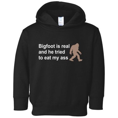 Bigfoot Is Real And He Tried To Eat My Ass Hat Toddler Hoodie
