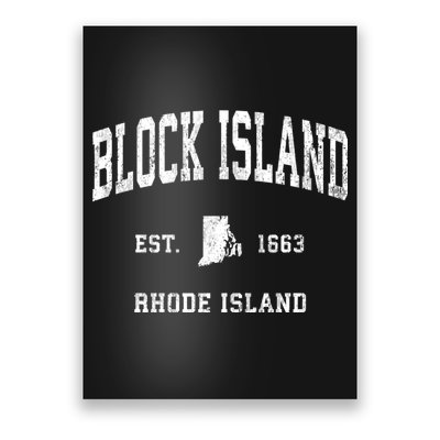 Block Island Rhode Island Ri Vintage Athletic Sports Poster