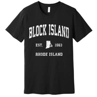 Block Island Rhode Island Ri Vintage Athletic Sports Premium T-Shirt