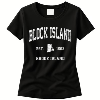 Block Island Rhode Island Ri Vintage Athletic Sports Womens T-Shirt