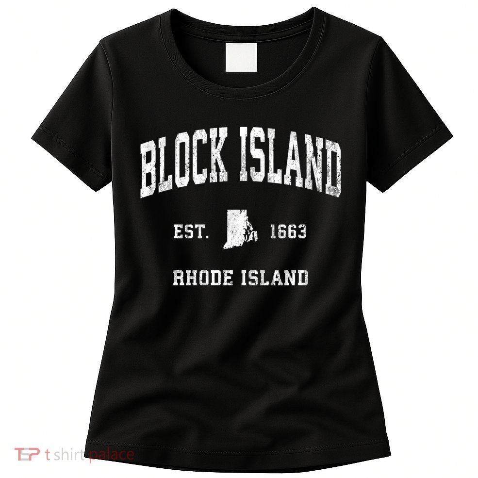 Block Island Rhode Island Ri Vintage Athletic Sports Womens T-Shirt