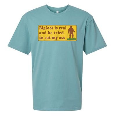 Bigfoot Is Real And He Tried To Eat My Ass Sasquatch Lover Sueded Cloud Jersey T-Shirt