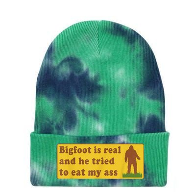 Bigfoot Is Real And He Tried To Eat My Ass Sasquatch Lover Tie Dye 12in Knit Beanie