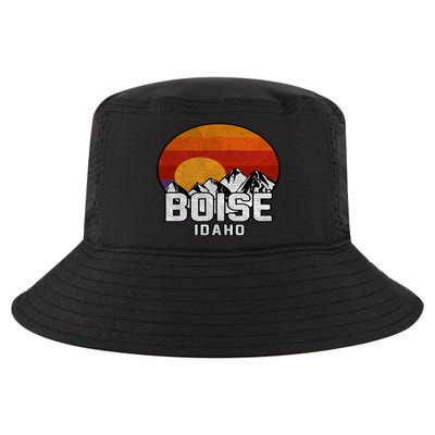Boise Idaho Retro Mountain Sunset Gift Cool Comfort Performance Bucket Hat