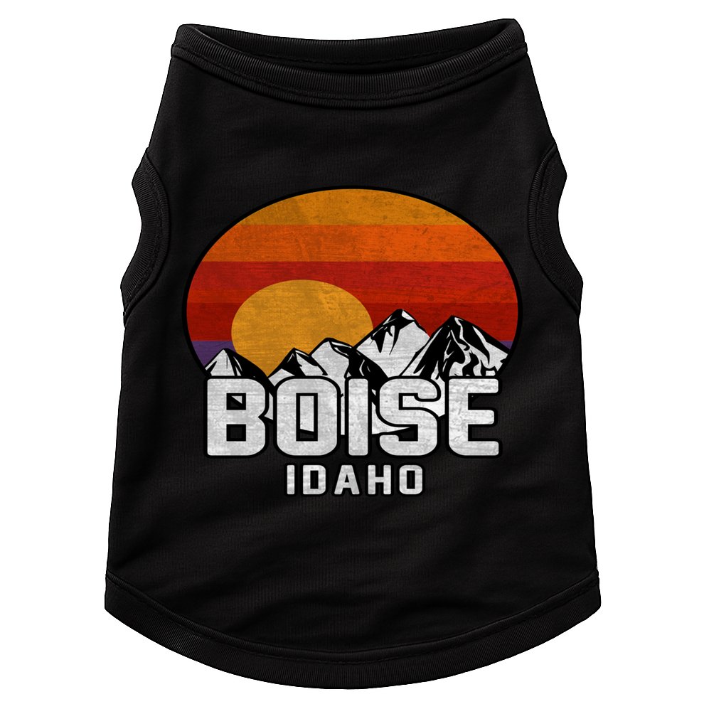 Boise Idaho Retro Mountain Sunset Gift Doggie Tank