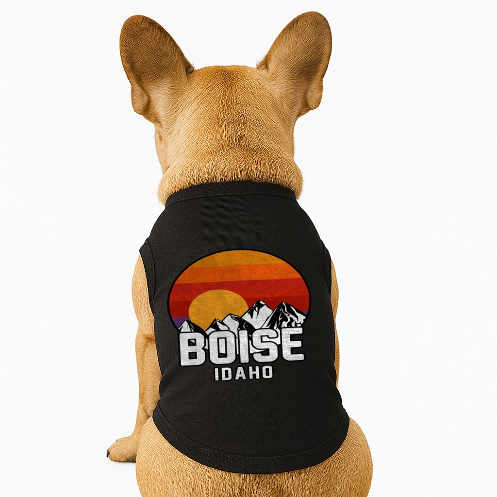 Boise Idaho Retro Mountain Sunset Gift Doggie Tank