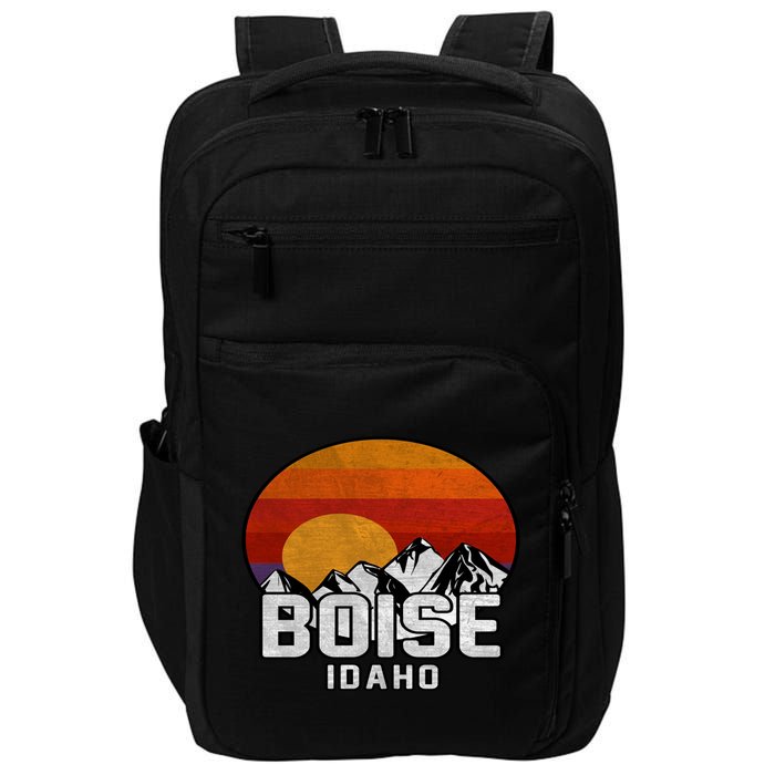 Boise Idaho Retro Mountain Sunset Gift Impact Tech Backpack