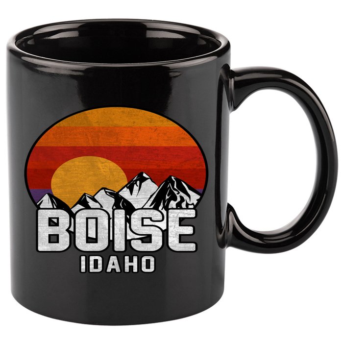 Boise Idaho Retro Mountain Sunset Gift 11oz C Handle Ceramic Mug