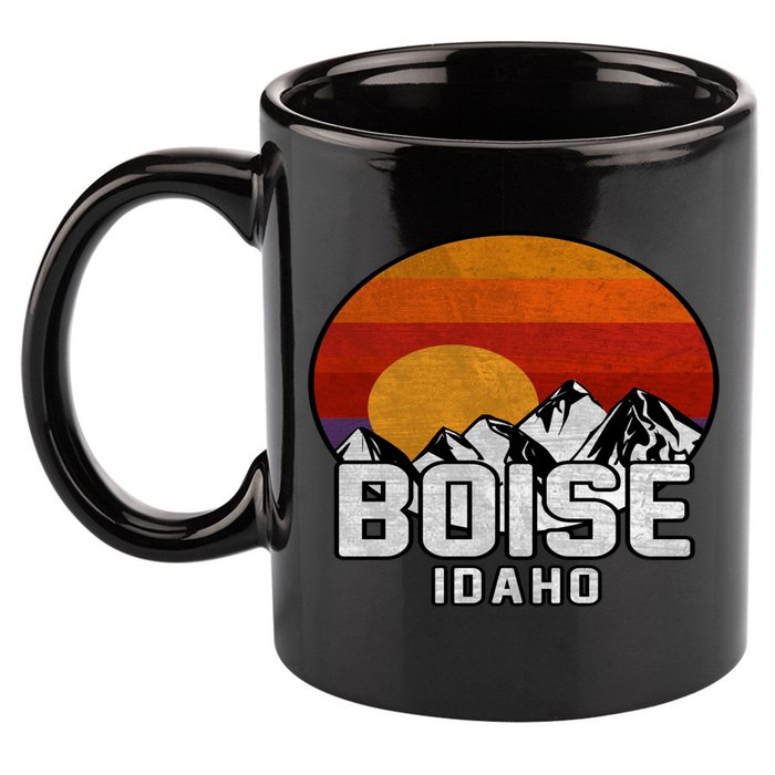 Boise Idaho Retro Mountain Sunset Gift 11oz C Handle Ceramic Mug